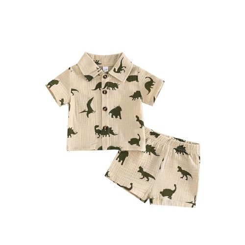 SUREPOCH Baby Boy Clothes Set Summer Toddler Short-Sleeve Shirt & Elastic Waist Shorts Set For Baby Boy Outfits