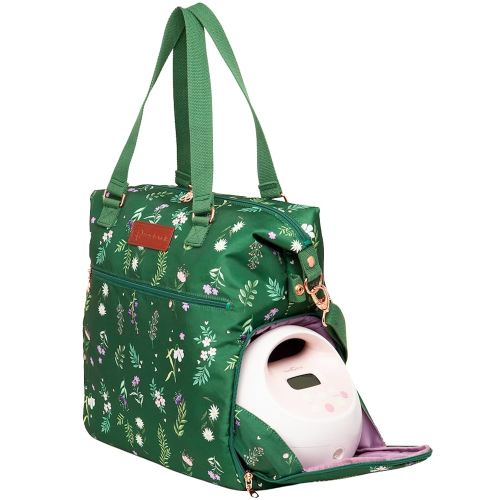 Sarah Wells Lizzy Breast Pump Bag – Stylish Pump Tote with Insulated Cooler Pocket, Laptop Sleeve – Fits Portable Pumps & More – Easy-Clean, Lightweight Breastfeeding Bag (Olive You)