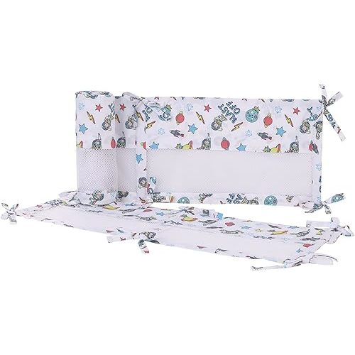 Disney Toy Story Buzz Lightyear Blue, Orange, Green and White Blast-Off Secure-Me Crib Liner