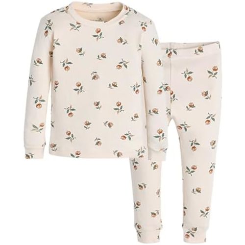 moimoln 6M-8Y Baby & Toddler Girl Floral Pajamas Soft Modal Cotton, Breathable, Snug-Fit Long-Sleeve Sleepwear Set