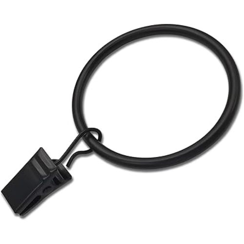 20 Pack Black Curtain Rings with Clips, Curtain Hooks Hangers Clip Rings for Hanging Drapes Bows Hat, Drapery Rings 1.77 in I D, Fits up to 1.5 in Diameter Curtain Rod.