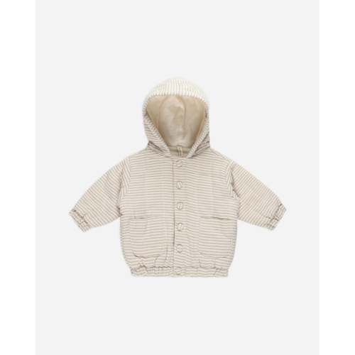 Hooded Woven Jacket || Basil Stripe
