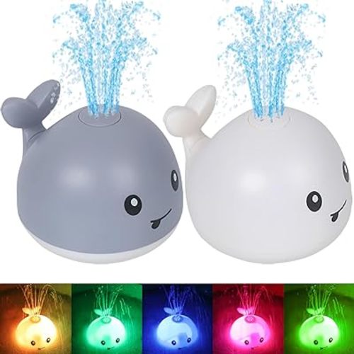 Amazon.com: AOLIGE Baby Light Up Bath Toys for Kids （2pcs） Whale Bath Toy Sprinkler Induction Sprinkler Bathtub Toys (2PCS White & Grey Whale) : Toys & Games