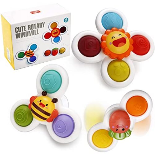 TOHIBEE Suction Cup Spinner Toys, Strong Bath Spinning Dimple Fidget Toy, Sensory Toys for Toddlers 1-3, Birthday 1-3 Year Old Girl Boy - Flower
