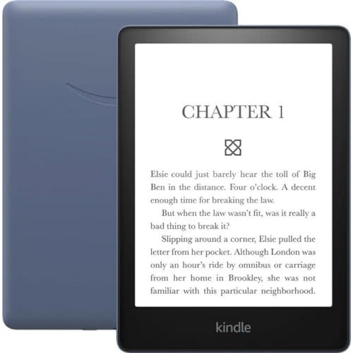 Amazon Kindle Paperwhite (16 GB) – Now with a larger display, adjustable warm light, increased battery life, and faster page turns – Denim - Without Kindle Unlimited - Lockscreen Ad-Supported