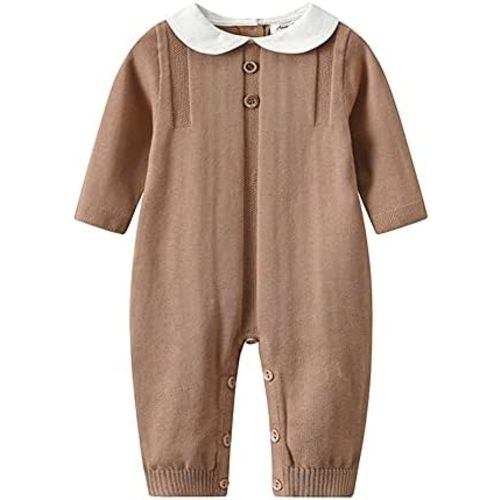 Baby Infant Boy Girl Peter Pan Collar Knit Sweater Romper Outfit Clothes One-Piece Coverall Baby Clothing Jumpsuit