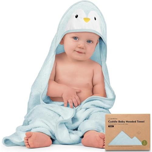 KeaBabies Baby Hooded Towel - Viscose Derived from Bamboo Baby Towel, Toddler Bath Towel, Infant Towels, Large Hooded Towel, Organic Baby Towels with Hood for Girls, Babies, Newborn Boys (Penguin)