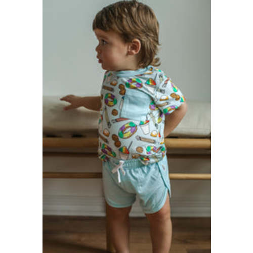 Viscose Bamboo | Blue Southern Sweets Varsity Short Set | Tee & Short | Functional Drawstring – Southern Slumber