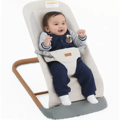 AMKE CooCon Baby Bouncer,Ergonomic Bouncer Seat for Babies with 3 Recline Positions,Portable Newborn Bouncer Seat, Mesh Design Bouncers for Infants,Beige