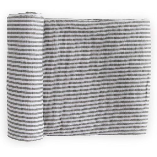 Little Unicorn Premium Cotton Swaddle Baby Blanket | Breathable Fabric | for swaddling, Play, Nursing & More (Grey Stripe)