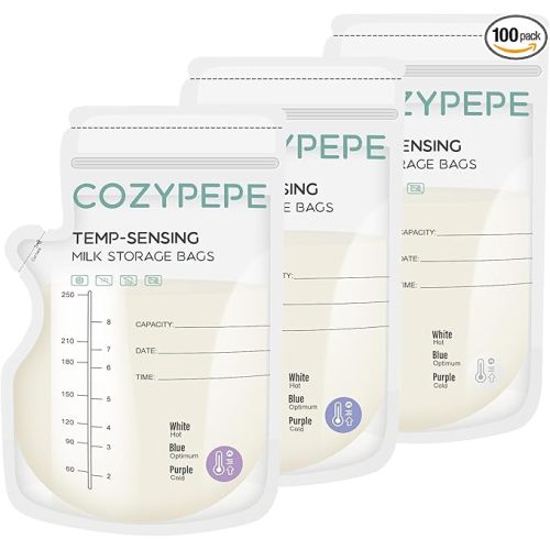 Cozypepe 100 Pcs Breastmilk Storage Bags, 8Oz Breast Milk Storing Bag