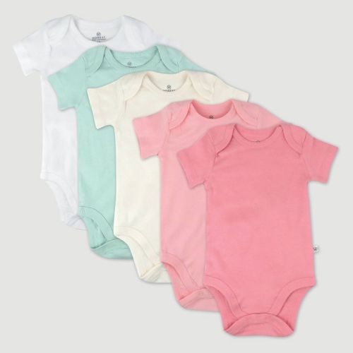 Honest Baby Girls' 5pk Short Sleeve Bodysuit - Pink 0-3m