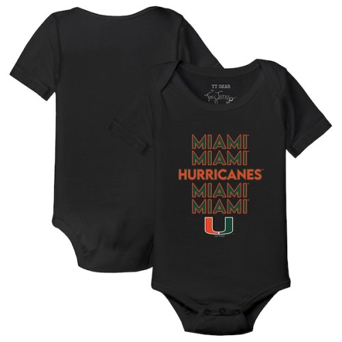 Miami Hurricanes Tiny Turnip Infant Stacked Bodysuit - Black