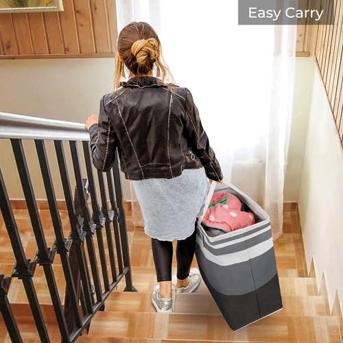 xgfhyjeh Collapsible Laundry Basket with Handles, Portable Rectangular Extra Large Clothes Hamper for Baby Kids Nursery, Freestanding Foldable Laundry Bag, Decorative Storage Container for Family Indoor Dorm