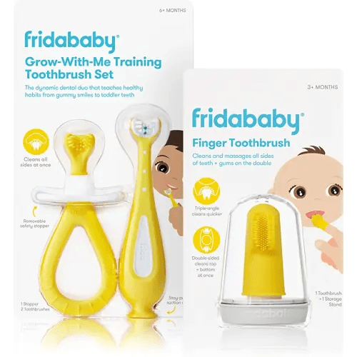FridaBaby SmileFrida Finger Toothbrush and Grow-with-Me Training Toothbrush Set | Infant to Toddler Toothbrush Oral Care for Sensitive Gums and Building Brushing Habits