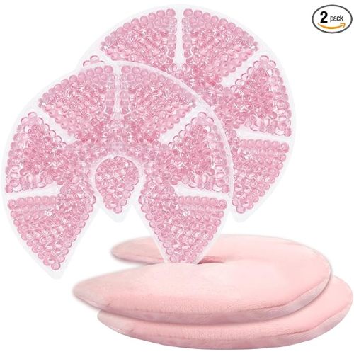 Hot/Cold Breast Gel Ice Packs Breast Cooling/Heat Pads Relief for Breastfeeding, Nursing Pain, Mastitis, Engorgement, Swelling, Plugged Ducts | Boost Milk Let-Down & Production,2 Pack (Pink)