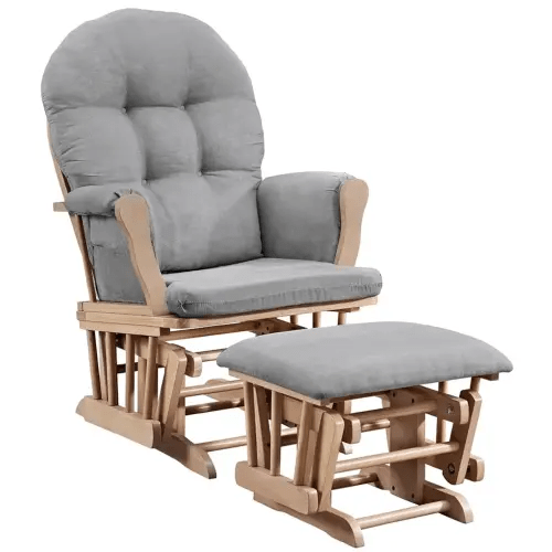 Angel Line Windsor Glider and Ottoman, Natural and Gray