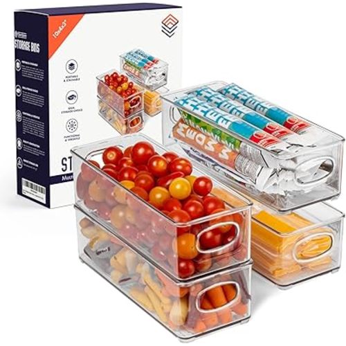 ClearSpace Plastic Pantry Organization and Food Storage Bin – Great Kitchen Storage – Fridge Organizer Bins – 4 Pack