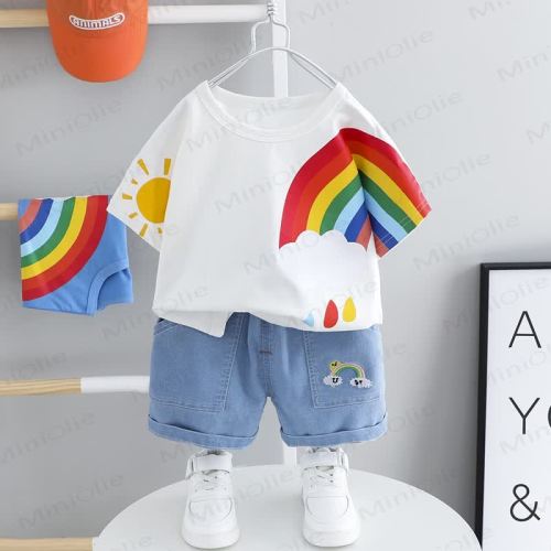 Baby Toddler 2-Piece Sun Rainbow Denim Set
