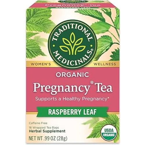 Traditional Medicinals Tea, Organic Pregnancy Tea, Supports a Healthy Pregnancy, Raspberry Leaf and Spearmint, 16 Tea Bags