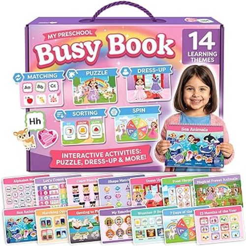 3 Year Old Girl Gifts - Montessori Busy Book For Toddlers 3-5, 4 Year Old Girl Birthday Gifts, Princess Dress Up Unicorn Toys for Girls - Preschool Learning Activities, Toddler Travel Toys for Girls