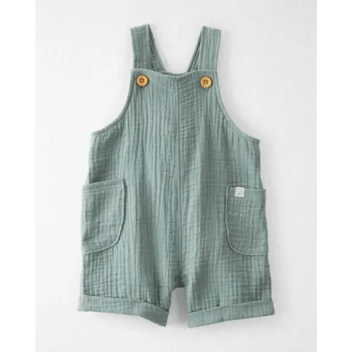 Baby Organic Cotton Gauze Shortalls in Green| Carter's 3 month
