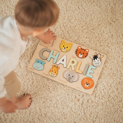 Best Christmas Gifts For Toddlers Name Puzzle With Animals First Birthday Gift Custom Baby Shower Gift Personalized Baby Wooden Kids Toys