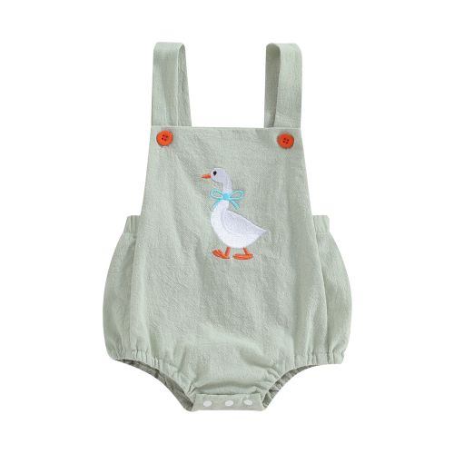 Bslissey Infant Baby Girls Sleeveless Romper 3M 6M 9M 12M Duck Print Suspender Jumpsuit Newborn Cute Casual Daily Bodysuit Overalls Summer Clothes