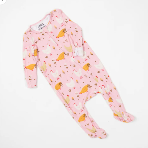 Pink Chicken Baby Bamboo Pajamas - American Farm Company