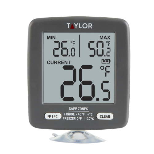 Taylor Digital Safety Zone Plastic Appliance Thermometer for Refrigerators and Freezers, Black