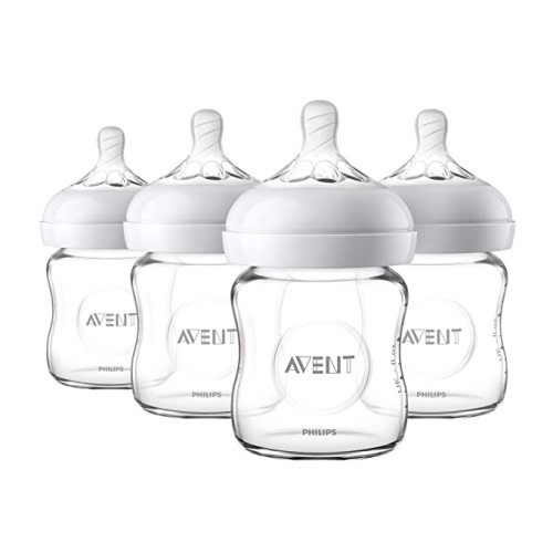 Philips AVENT Natural Glass Baby Bottle, Clear, 4oz, 4pk, SCF701/47 - 4 Pack