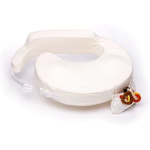 My Brest Friend Deluxe Nursing Pillow | With 100% Organic Cotton Slipcover | Ergonomic Breastfeeding Pillows | Supports Both Mom and Baby | Breastfeeding Essentials | Handy Side Pocket | Cream