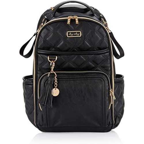 Itzy Ritzy Diaper Bag Backpack – Large Capacity Boss Plus Baby Backpack Diaper Bag Featuring 19 Pockets, Changing Pad, Stroller Clips, and Comfortable Straps (Mystic Black)