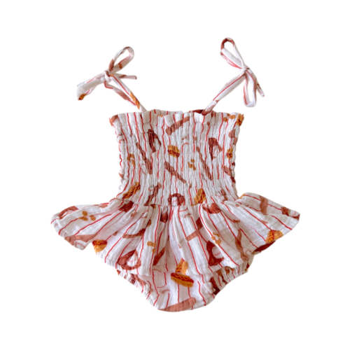 Muslin Smocked Bubble w/ Skirt, Baseball Game
