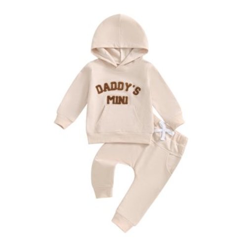 Baby Toddler Boy Fall Hooded Clothing Set 0 6 12 18 24 Months 2T 3T Letter Embroidery Long Sleeve Hoodie and Elastic Sweatpants 2 Piece Outfits