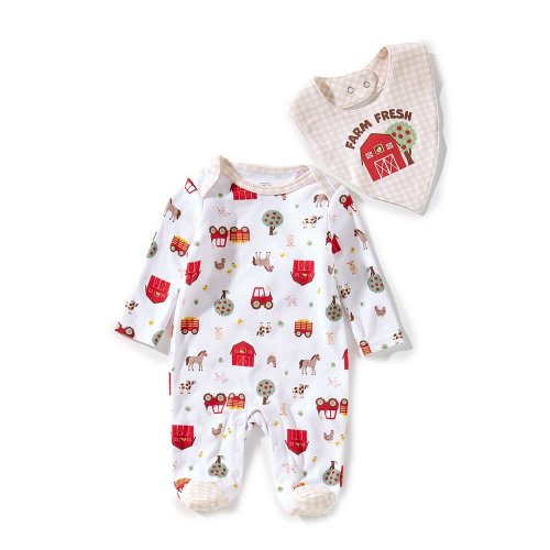 Baby Starters Baby Newborn-9 Months Farm Fresh Print Footie & Bib Set
