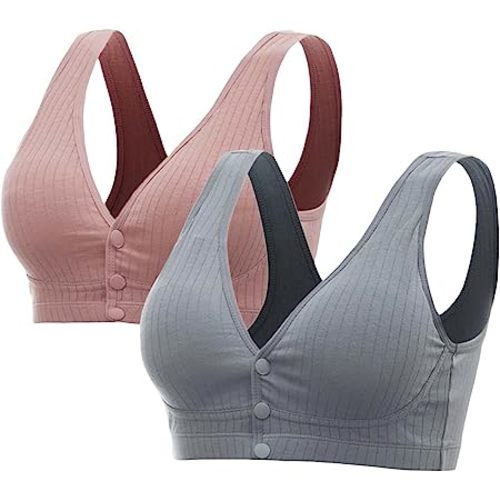 Verdusa Women's 2 Pack Maternity Nursing Bra V Neck Wireless Sleep Bra