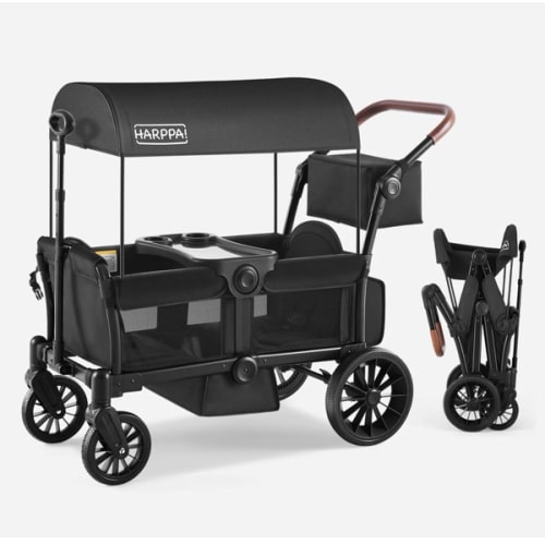 HARPPA | All-Terrain Wagon Stroller for 2 with Canopy – Foldable 2-Seat Wagon for Beach, Park & Camping Adventures