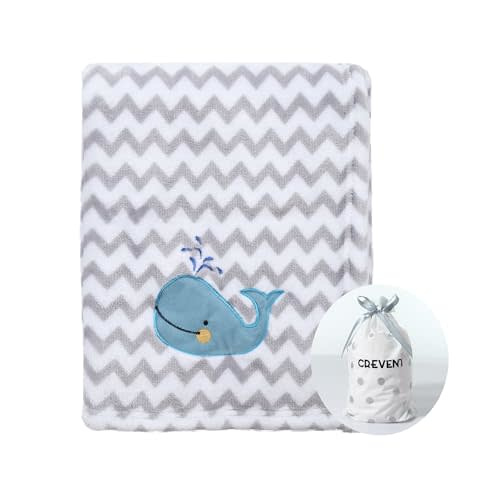 CREVENT 30''X40'' Cute Cozy Fluffy Warm Baby Blanket for Girls Boys Infants Toddlers' Bedding Crib Cot Stroller, Baby Shower Birthday Newborn's Gift - Whale