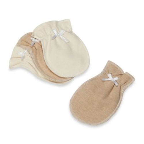 Organic Cotton Mittens in 2 Pairs - NATURAL - 0-3 MONTHS