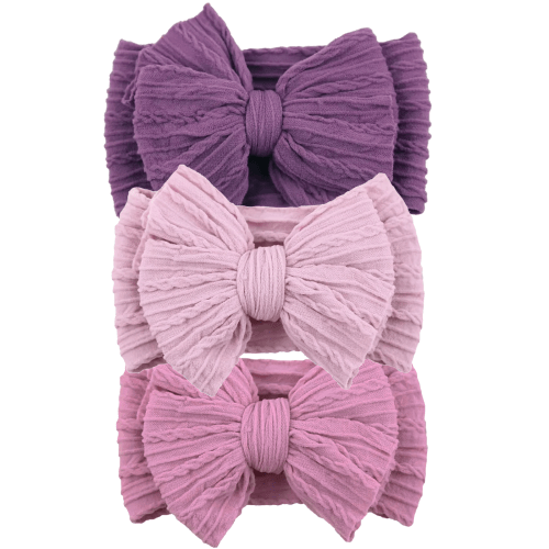 3-Pack Cable Bows, Plum/Soft Violet/Orchid