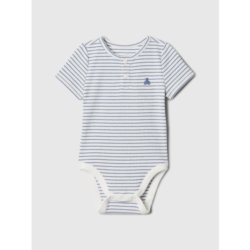 Baby First Favorites Henley Bodysuit in navy stripe