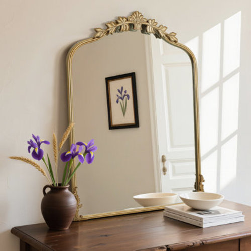 Charlton Home® Vintage Metal Wall Mirror – Ornate Antique Vanity Mirror with Iron Frame & Reviews | Wayfair