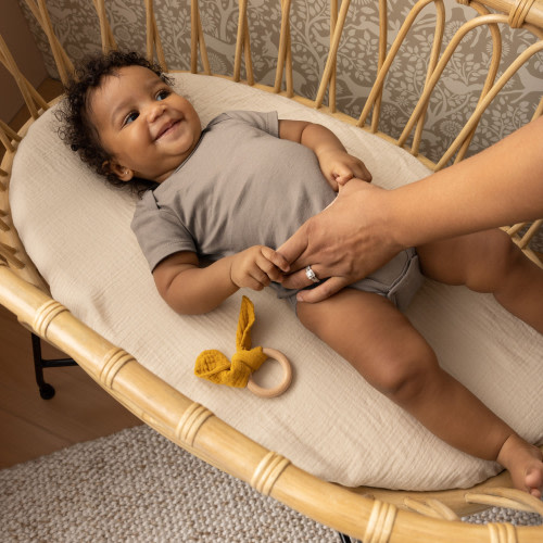 Tiny Kind Solid Short Sleeve Organic Cotton Bodysuit - Taupe, 6-9M