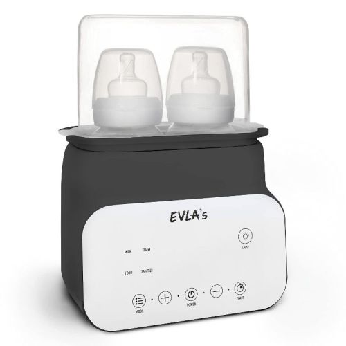 EVLA's Double Baby Bottle Warmer, Defrost & Warm Milk, Sanitize Baby Bottles, Dark Gray