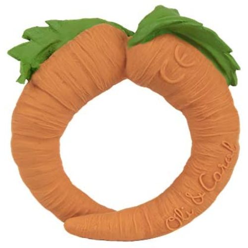 Oli & Carol, Cathy The Carrot, Chewable Vegetable-Shaped Teething Toy for Baby, Natural Hevea Rubber