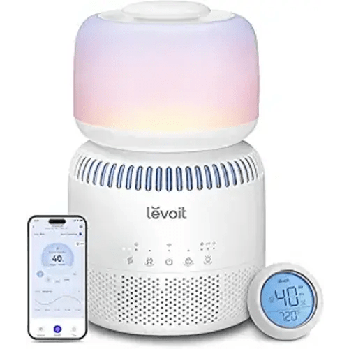 LEVOIT Humidifiers for Bedroom Baby, Sprout Evaporative with Dual Filters for Air & Water, Separate Sensor, Adjustable No Blue Nightlight, Auto Dry, Smart Control & Alexa, Auto Mode, 3.8L Tank for 36H