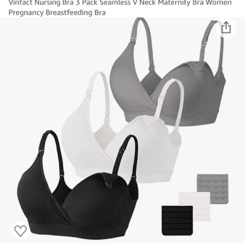 Vinfact Nursing Bra 3 Pack Seamless V Neck Maternity Bra Women Pregnancy Breastfeeding Bra