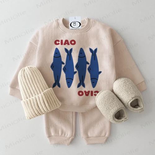 CIAO Baby 2-Piece Fishes Beige Set