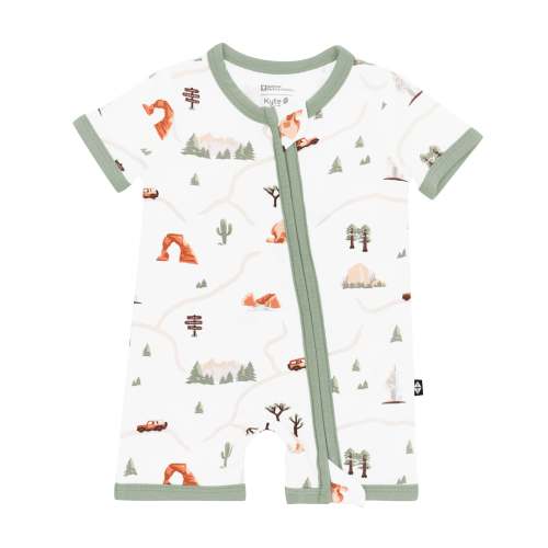 Zippered Shortall Romper in Road Trip